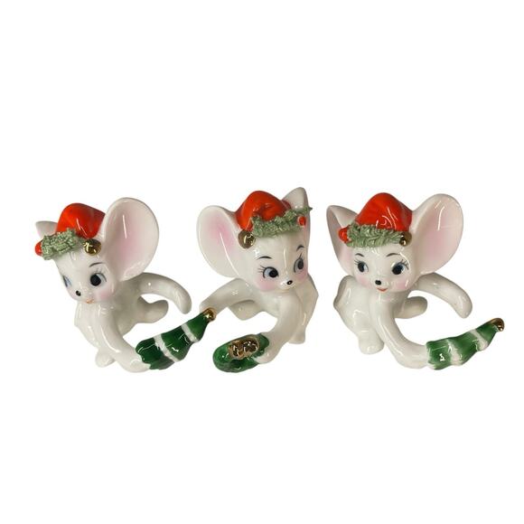 VTG 1950s-60s Napcoware Christmas Baby Mice Candle Hugger Figurines Bone China - Picture 7 of 8